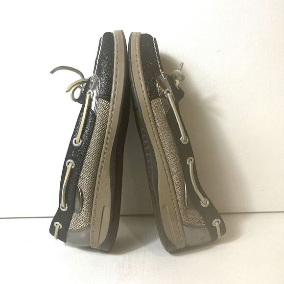 Sperry Top-Sider Black/Brown Leather Women's 8 M Loafer Glitter Bow Slip On Flat - Picture 5 of 11